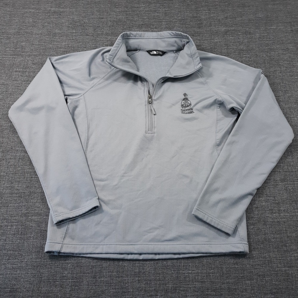 The North Face Pullover Sweatshirt 1/2 Zip Mens Size Medium Gray Waffle Knit